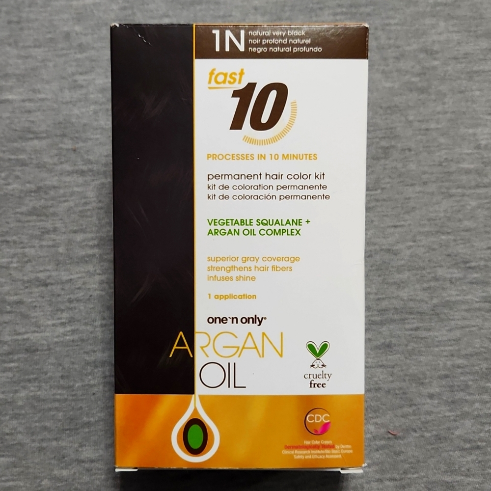 🔴 🆓️ FREE* One 'n Only Argan Fast 10 1N Natural Very Black Box Hair Color Kit